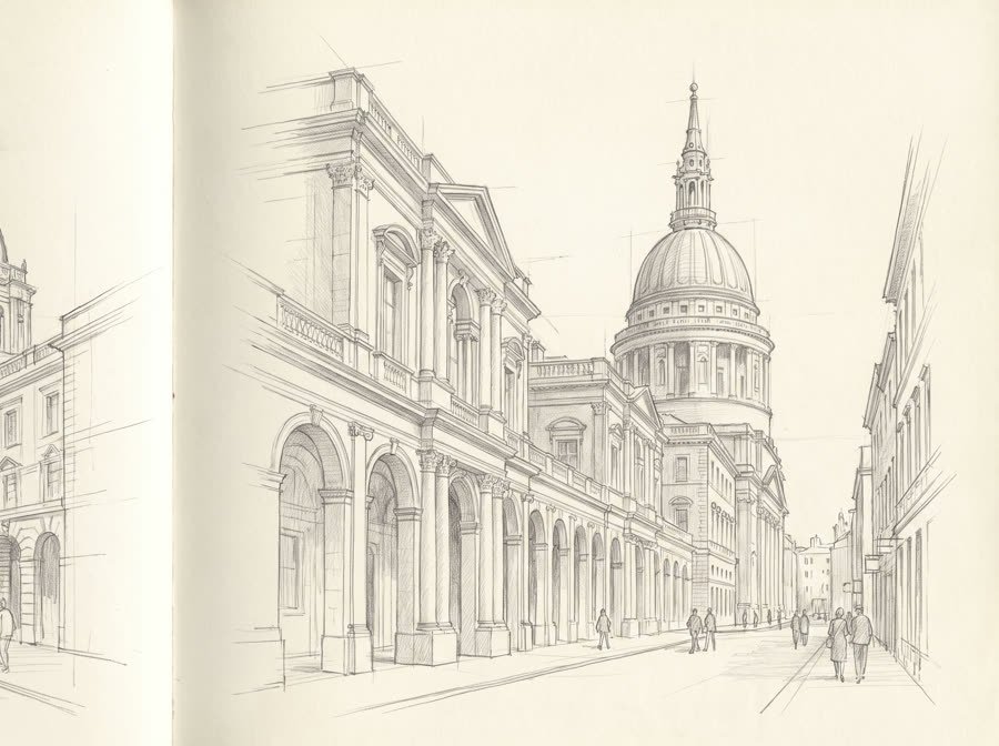 The street continuing to the tower — the Pro route